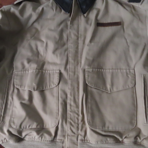 Cockpit USA Mens Flight Jacket Size L Khaki Type A-2 Leather Collar Z29S79 - Picture 2 of 9